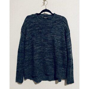 Zara Knit Sweater Womens Medium Marled Blue Knit Oversized Grandpa Boyfriend